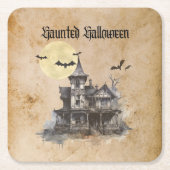 Spooky en eng spookhuis Halloween Party Kartonnen Onderzetters (Voorkant)