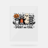Spooky en Feral Funny Halloween Wasbeer Acryl Bord (Voorkant)