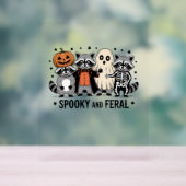 Spooky en Feral Funny Halloween Wasbeer Acryl Bord (Neutraal)