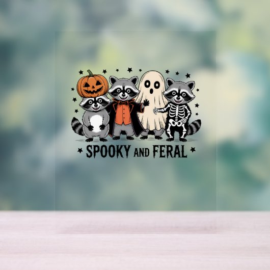 Spooky en Feral Funny Halloween Wasbeer Acryl Bord (Neutraal)