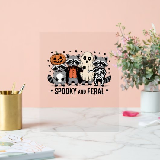Spooky en Feral Funny Halloween Wasbeer Acryl Bord (Huwelijk)