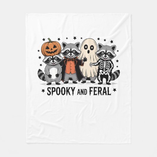 Spooky en Feral Funny Halloween Wasbeer Fleece Deken (Voorkant)