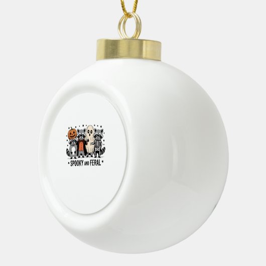 Spooky en Feral Funny Halloween Wasbeer Keramische Bal Ornament (Rechts)