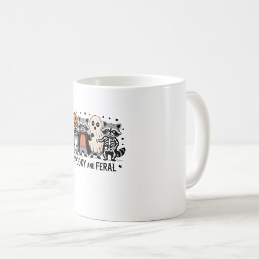 Spooky en Feral Funny Halloween Wasbeer Koffiemok (Voorkant rechts)