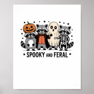 Spooky en Feral Funny Halloween Wasbeer Poster