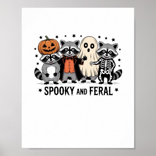 Spooky en Feral Funny Halloween Wasbeer Poster (Voorkant)