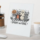 Spooky en Feral Funny Halloween Wasbeer Reclamebord Met Voetstuk (Insitu)