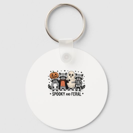 Spooky en Feral Funny Halloween Wasbeer Sleutelhanger (Voorkant)