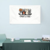 Spooky en Feral Funny Halloween Wasbeer Spandoek (Beurs)