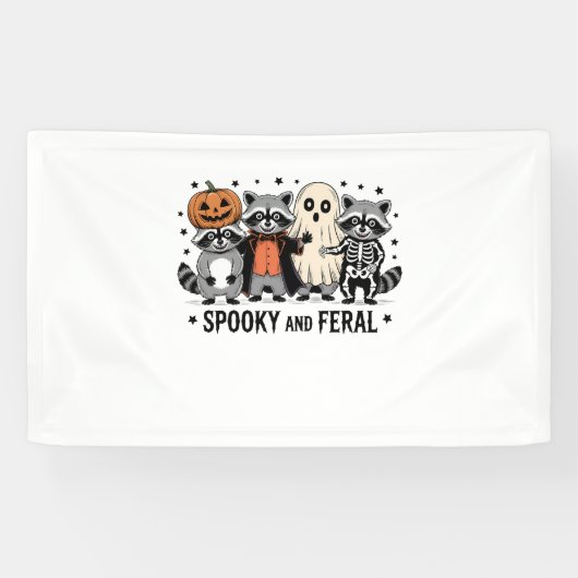 Spooky en Feral Funny Halloween Wasbeer Spandoek (Horizontaal)