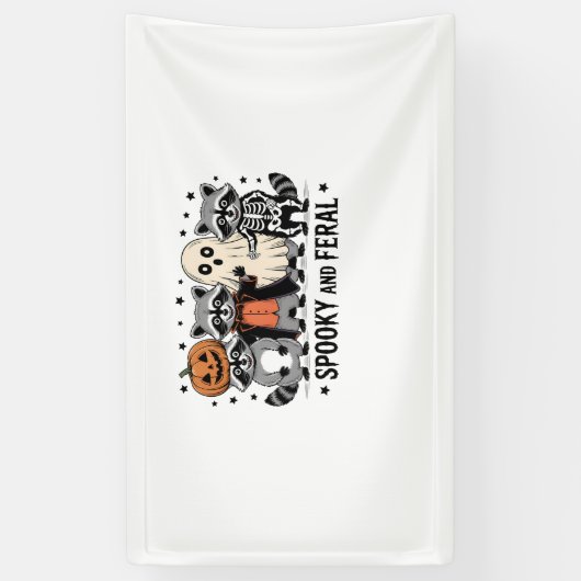 Spooky en Feral Funny Halloween Wasbeer Spandoek (Verticaal)
