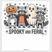 Spooky en Feral Funny Halloween Wasbeer Sticker (Vel)