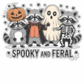 Spooky en Feral Funny Halloween Wasbeer Sticker (Voorkant)