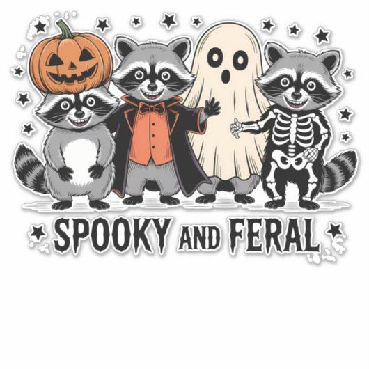 Spooky en Feral Funny Halloween Wasbeer Sticker (Voorkant)