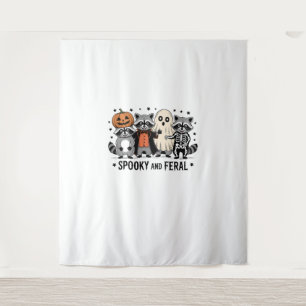 Spooky en Feral Funny Halloween Wasbeer Wandkleed