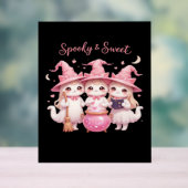 Spooky en lieve Schattigee heksenkat Oversized T-s Acryl Bord (Neutraal)