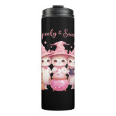 Spooky en lieve Schattigee heksenkat Oversized T-s Thermosbeker (Voorkant)