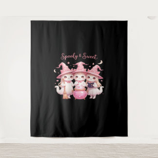 Spooky en lieve Schattigee heksenkat Oversized T-s Wandkleed