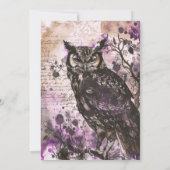 Spooky en mooie Uil Paarse Halloween Party Kaart (Achterkant)