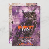 Spooky en mooie Uil Paarse Halloween Party Kaart (Voorkant / Achterkant)