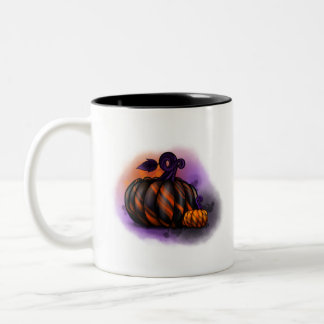 Spooky en prachtige gemarmerde Halloween pompoenku Tweekleurige Koffiemok
