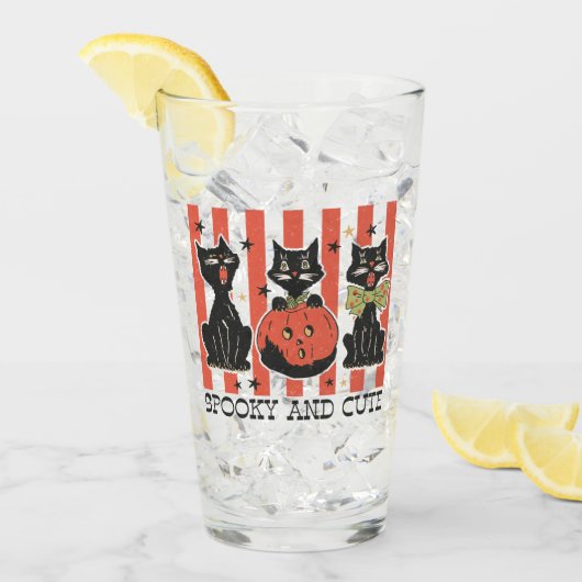 Spooky en schattig - zwarte kat en pompoen glas (Voorkant ijs)