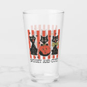 Spooky en schattig - zwarte kat en pompoen glas (Voorkant)