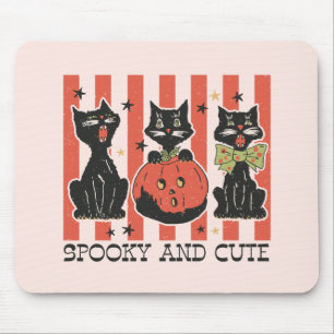 Spooky en schattig - zwarte kat en pompoen muismat