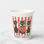 Spooky en schattig - zwarte kat en pompoen papieren bekers (Achterkant)