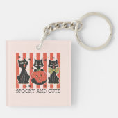 Spooky en schattig - zwarte kat en pompoen sleutelhanger (Achterkant)