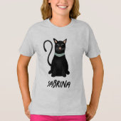 Spooky en Schattige Black Cat Halloween Kinder T-shirt (Voorkant)