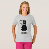 Spooky en Schattige Black Cat Halloween Kinder T-shirt (Voorkant volledig)