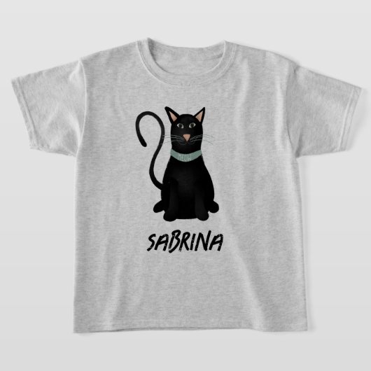 Spooky en Schattige Black Cat Halloween Kinder T-shirt (Laagn)
