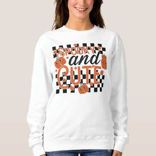 Spooky en Schattige  Retro Halloween Trui (Voorkant)