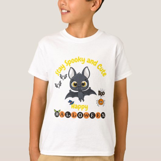 Spooky en Schattigee Halloween Bat T-shirt (Voorkant)