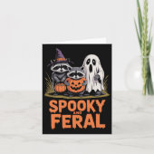 Spooky en wilde Halloween Ghost Raccoon Opossum Kaart (Voorkant)