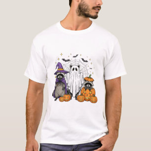 Spooky en wilde Halloween Raccoon Ghost Witch Tri T-shirt