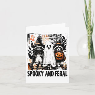 Spooky en wilde Halloween Schattigee Ghost Raccoon Kaart