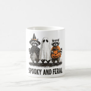 Spooky en wilde Halloween Schattigee Ghost Raccoon Koffiemok