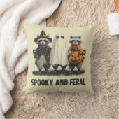 Spooky en wilde Halloween Schattigee Ghost Raccoon Kussen (Deken)