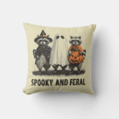 Spooky en wilde Halloween Schattigee Ghost Raccoon Kussen (Voorkant)