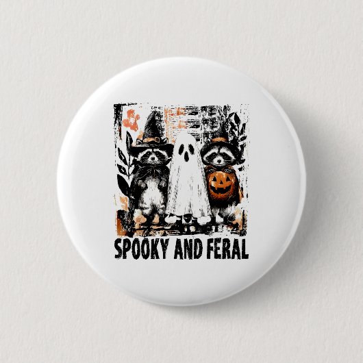 Spooky en wilde Halloween Schattigee Ghost Raccoon Ronde Button 5,7 Cm (Voorkant)