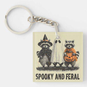 Spooky en wilde Halloween Schattigee Ghost Raccoon Sleutelhanger