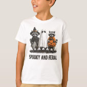 Spooky en wilde Halloween Schattigee Ghost Raccoon T-shirt (Voorkant)