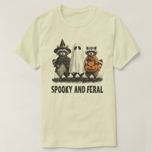 Spooky en wilde Halloween Schattigee Ghost Raccoon T-shirt (Design voorkant)