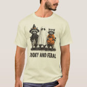 Spooky en wilde Halloween Schattigee Ghost Raccoon T-shirt (Voorkant)