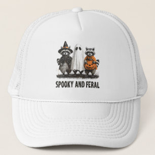 Spooky en wilde Halloween Schattigee Ghost Raccoon Trucker Pet