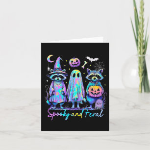 Spooky en wilde Halloween wasbeer heks Ghost Jac Kaart