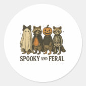 Spooky en wilde wasbeer grappig Halloween Ronde Sticker (Voorkant)