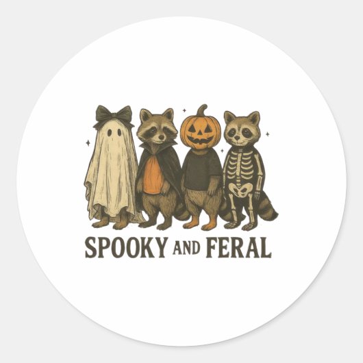 Spooky en wilde wasbeer grappig Halloween Ronde Sticker (Voorkant)